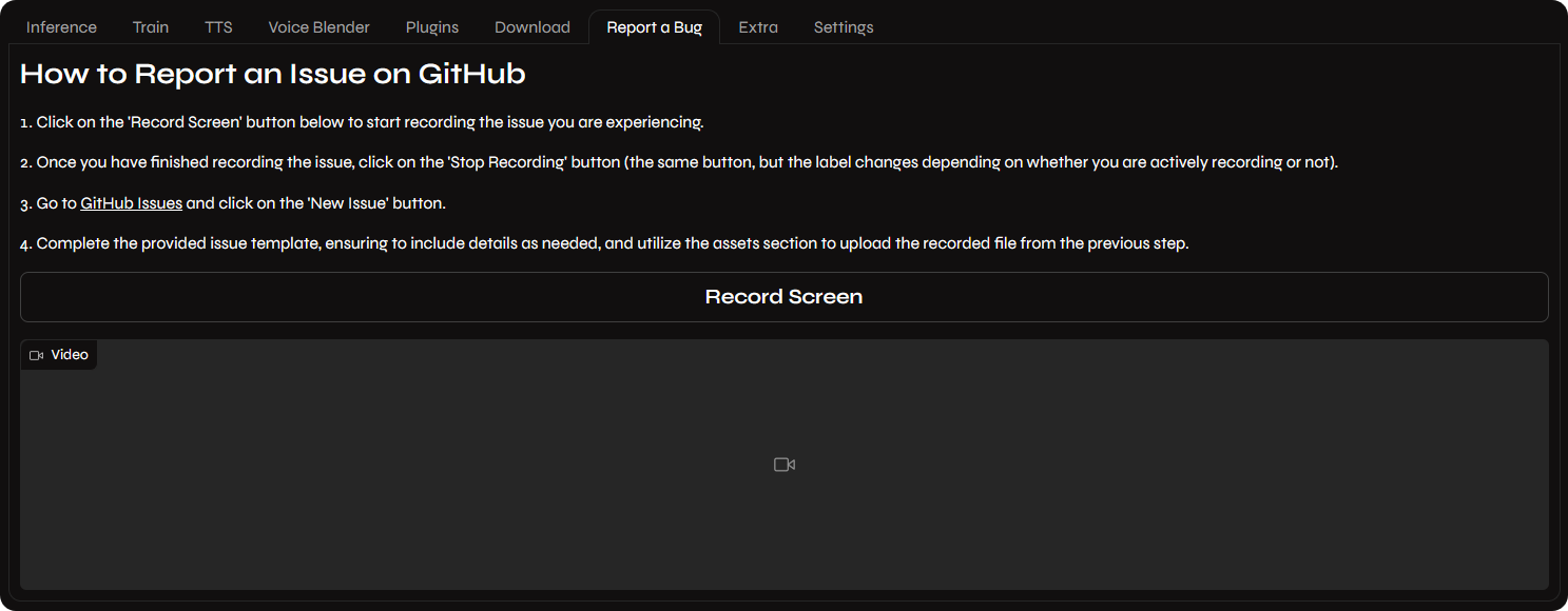 Applio tool to record an error
